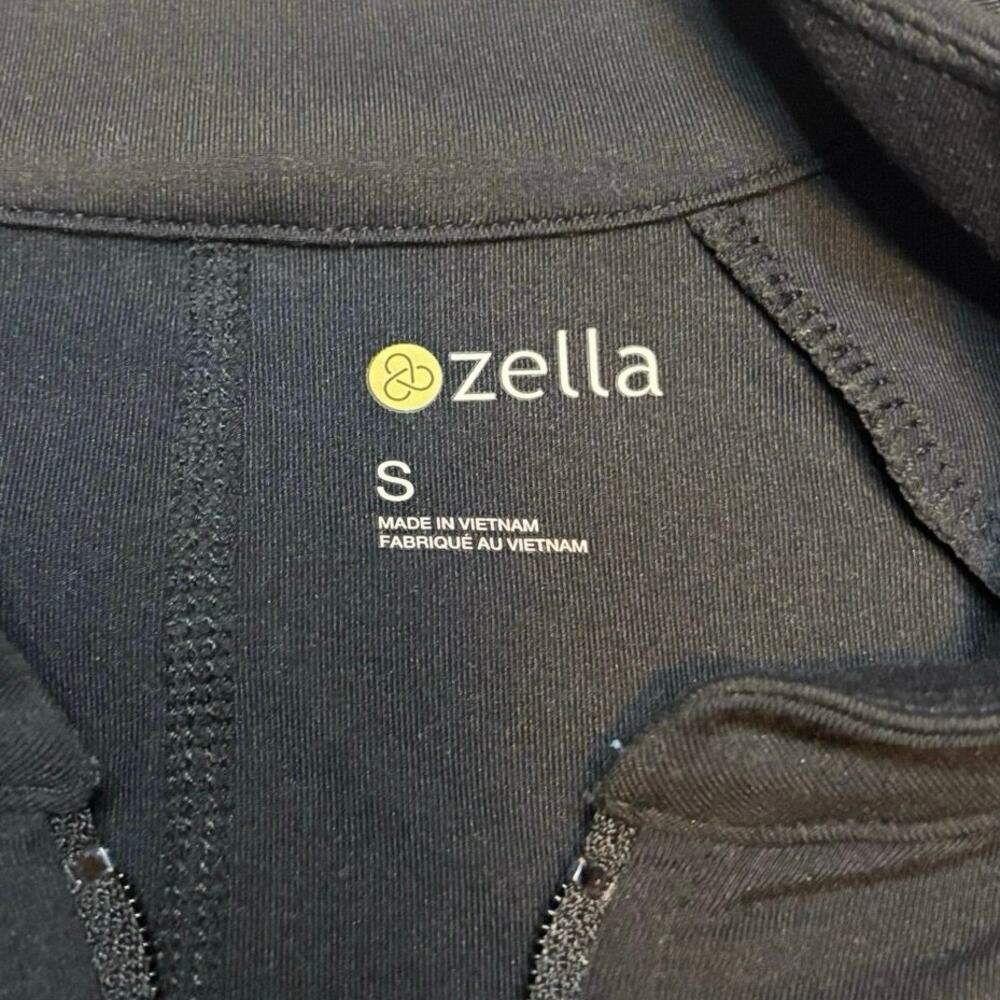 Zella Black Zip Up Athletic Jacket Mesh Sleeve Thumbhole Top S - Picture 3 of 5